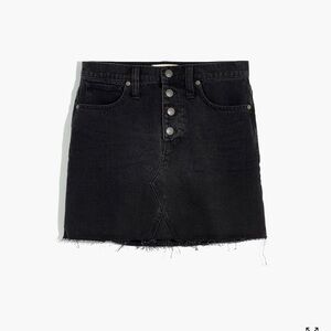 Madewell Rigid Denim A-Line Mini Skirt in Lunar Wash, Button Fly Raw Hem Size 28
